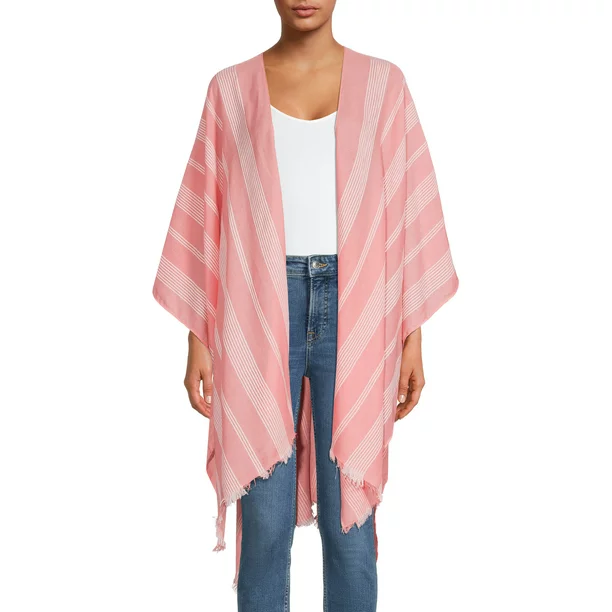 WALMART Women's Fringed Stripe Ruana $9.99 