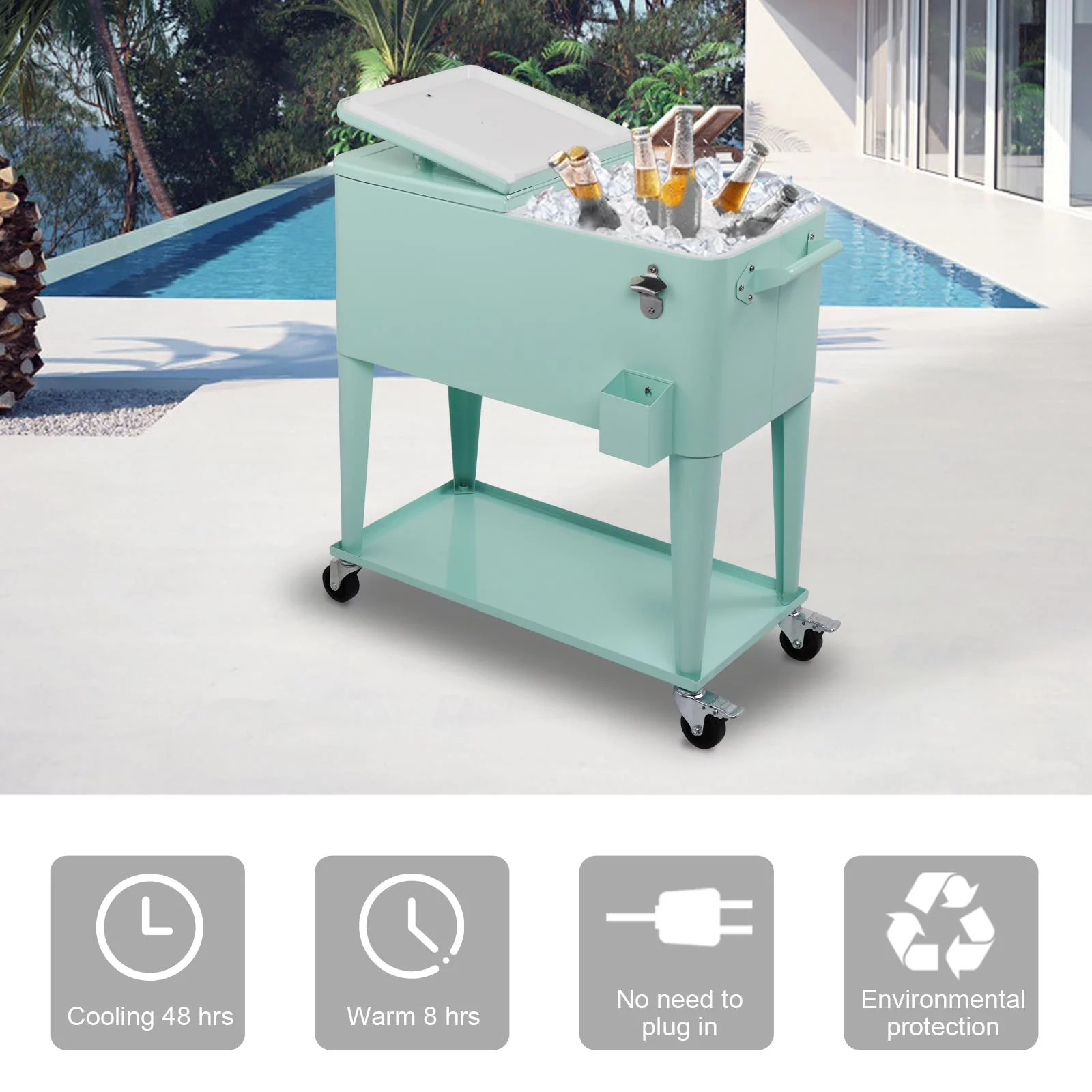 𝐍𝐨𝐰 $𝟏𝟐𝟗.𝟗𝟗   𝐖𝐚𝐬 $𝟏𝟖𝟗   UBesGoo 80 Quart Patio Cooler Rolling Cooler Ice Chest 