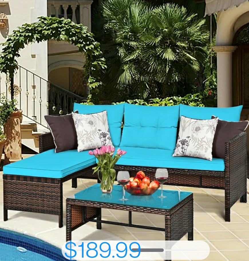 Now $189.99 was $336.00 Costway 3PCS Patio Wicker Rattan Sofa Set walmart