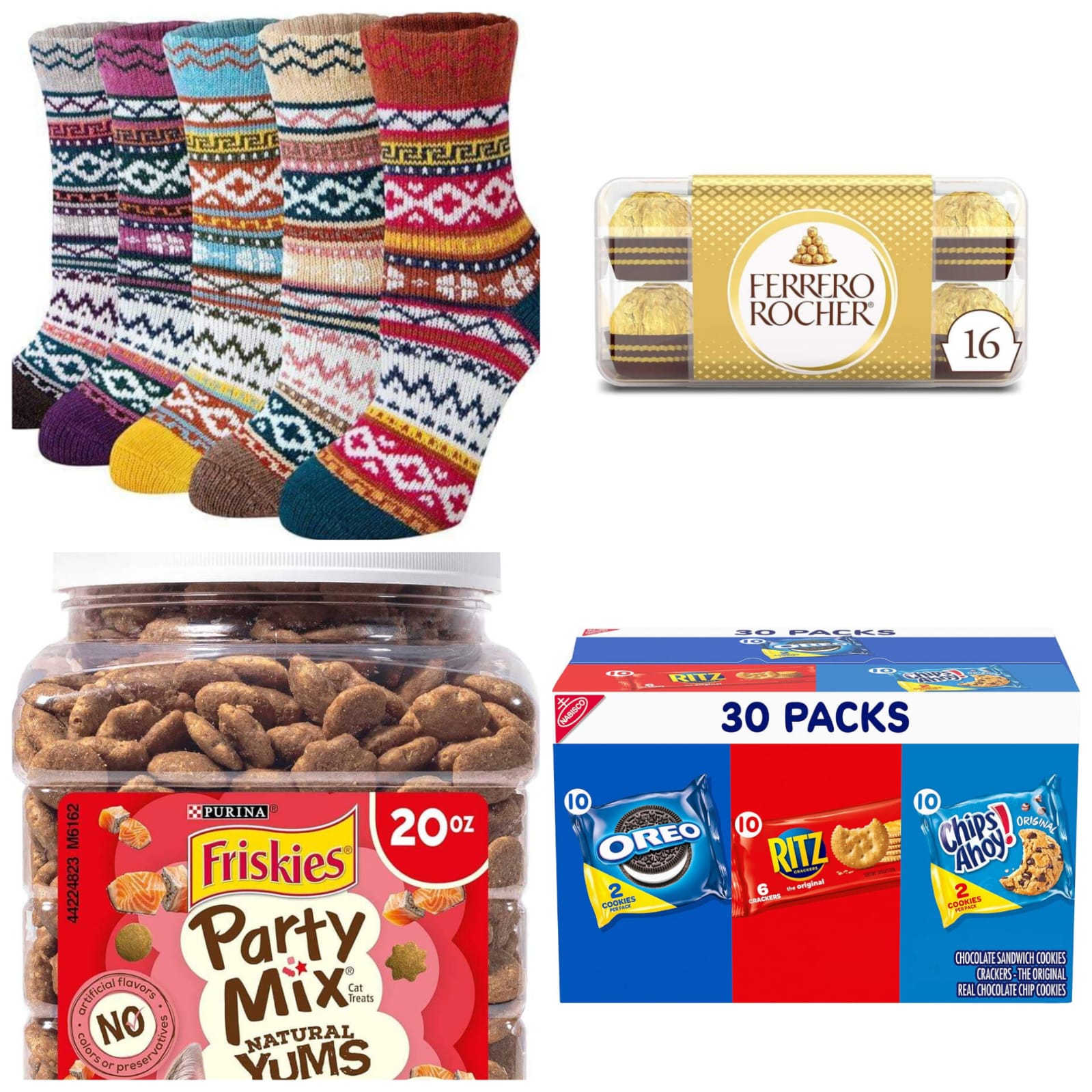 PET SNACKS, 🍫Ferrero Rocher, 16 Count, Womens Wool Socks, Nabisco Team Favorites Variety Pack